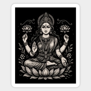 Goddess Lakshmi Sacred Design | Hindu Spiritual Art for Yoga Lovers & Divine Feminine Energy Magnet
